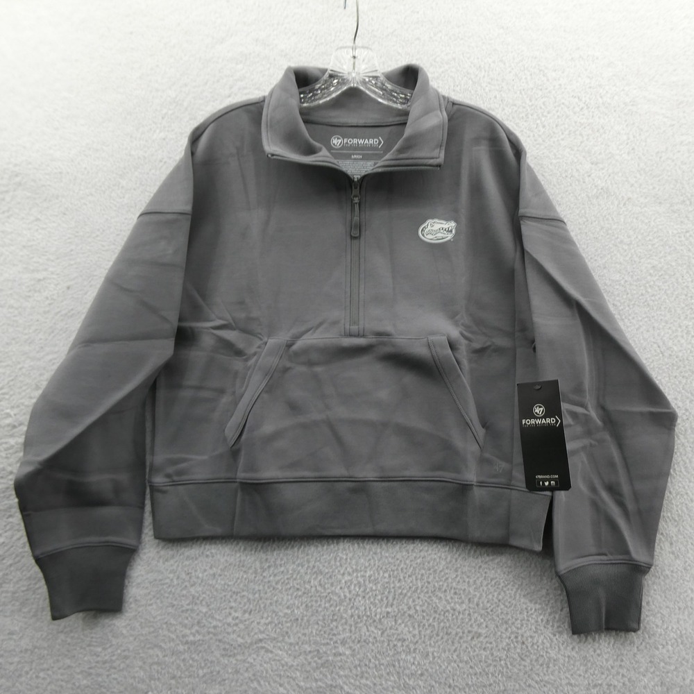'47 Pullover Mens Small Florida Gators Gray Quarter Zip Cotton Blend 12390